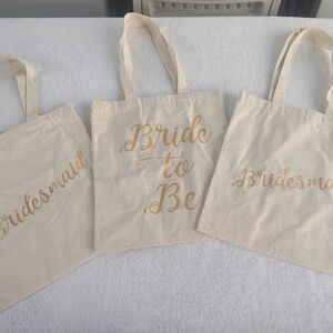 Bride to Be Gold Script Tote Bag - Cream Bridesmaid Tote Set Of 3